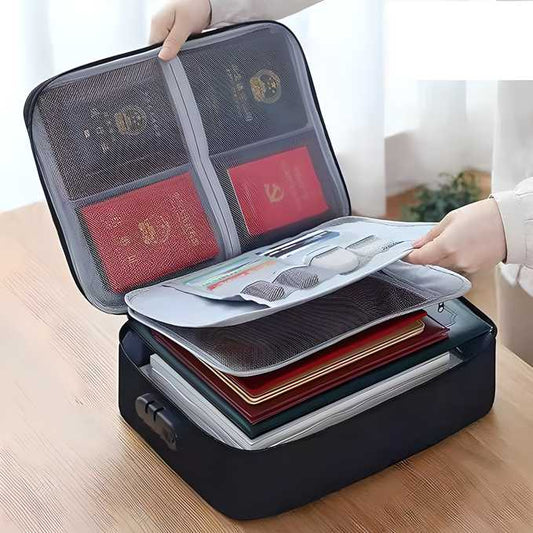 Waterproof Portable Document Storage Bag – Travel File Organizer with Lock