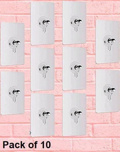 Self Adhesive Wall Hooks – Heavy Duty Nail-Free Photo Frame & Home Hanging Hooks (Plastic & Steel, Pack of 10)