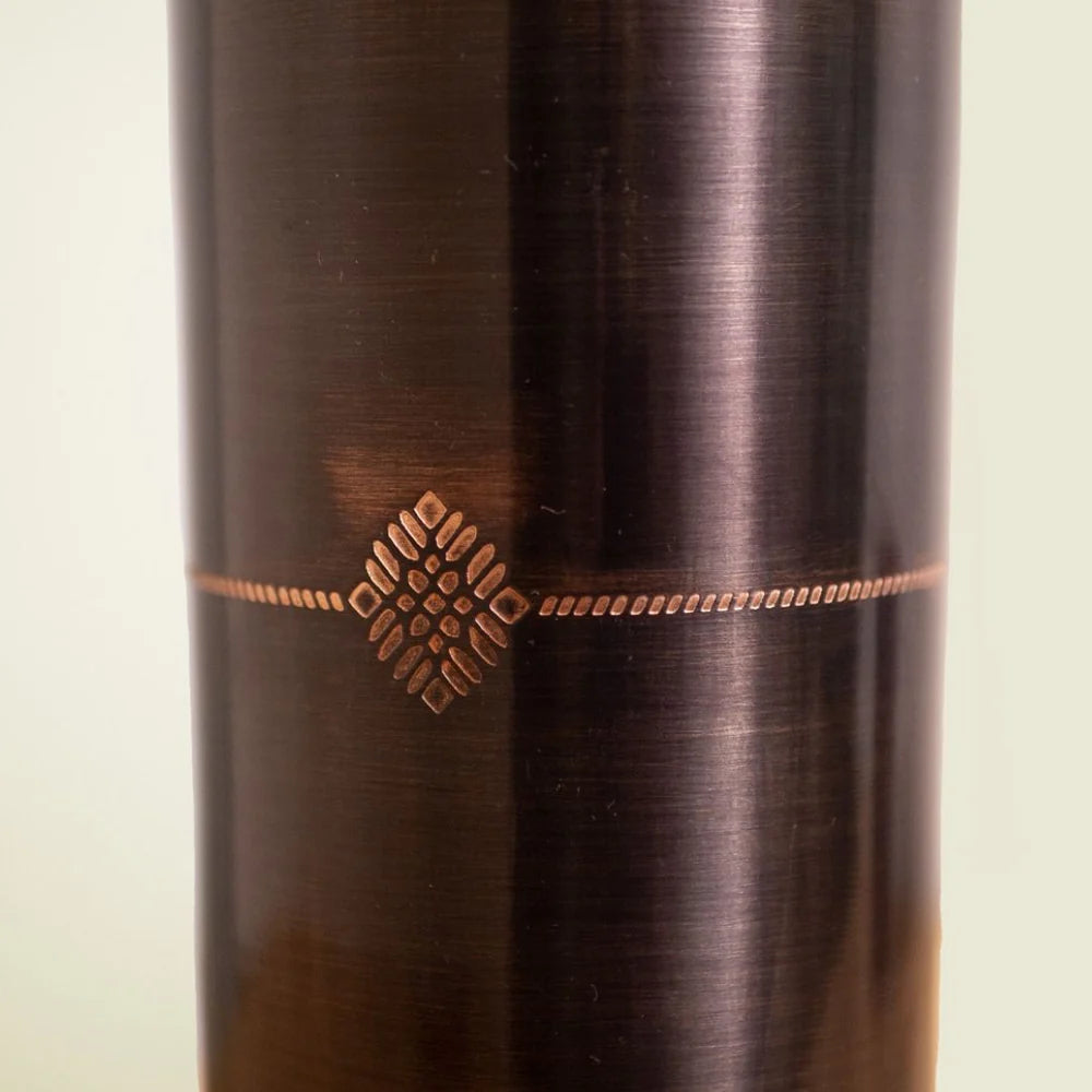 Pure Copper Water Bottle Gift Set – 950 ML Antique Brown Finish | Kanjeevaram Inspired Luxury Design